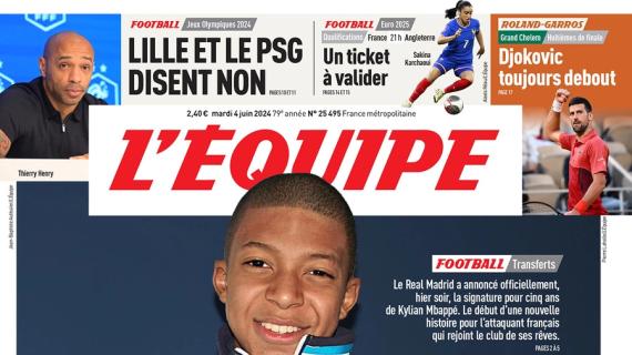 La prima pagina de L'Equipe dopo il passaggio dal PSG al Real: "Hala Mbappé!"