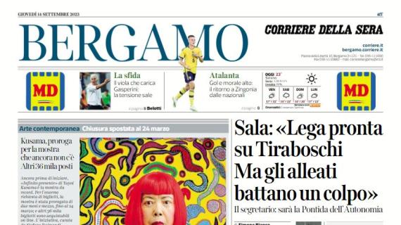 L'apertura del Corriere di Bergamo: "Il viola che carica Gasperini: la tensione sale"