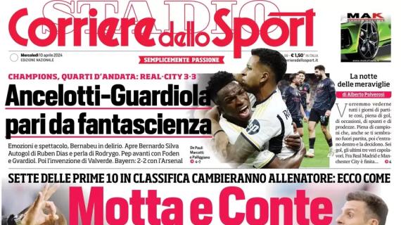 Il Corriere dello Sport apre: "Motta e Conte si giocano la Juve, il Bologna e Allegri resistono"