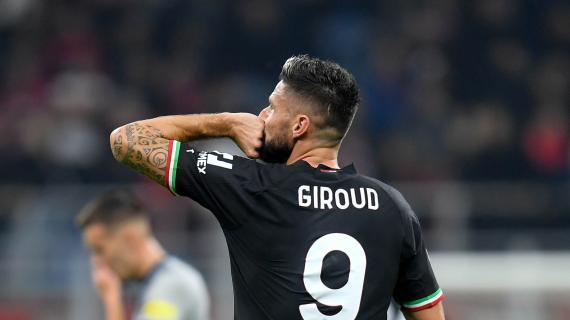Il Milan rischia poi la sblocca prima dell'intervallo: Giroud-gol, 1-0 sulla Salernitana al 45'