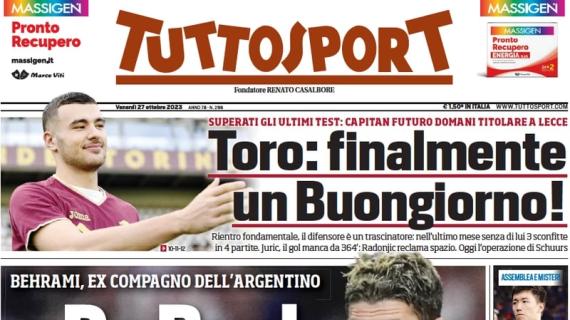 Tuttosport in apertura con le parole di Behrami: "De Paul ti cambia la Juve"