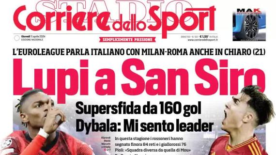 Il Corriere dello Sport apre sulla sfida europea tra Milan e Roma: "Lupi a San Siro"