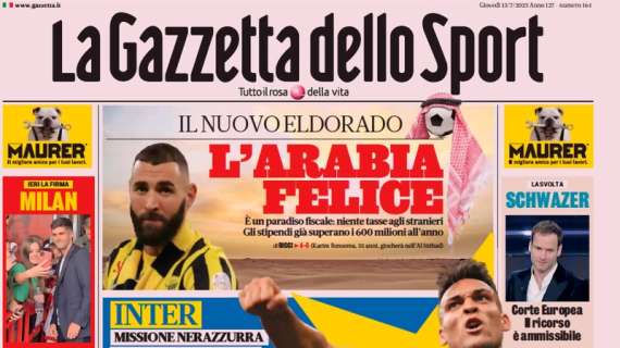 L'apertura de La Gazzetta dello Sport sull'Inter: "Figli delle 2 stelle"