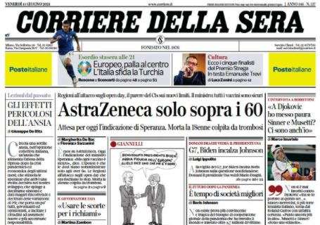 Corriere della Sera: "Europeo, palla al centro. L'Italia sfida la Turchia"