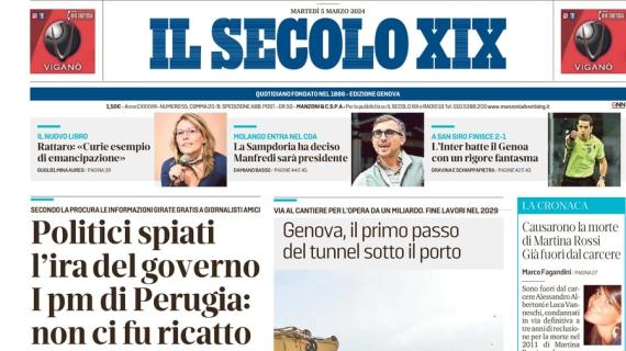 Il Secolo XIX in prima pagina: "L'Inter batte il Genoa con un rigore fantasma"