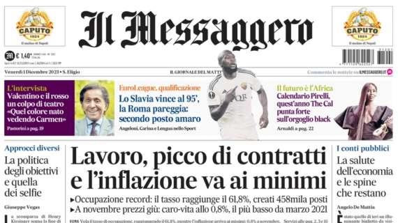 Il Messaggero: "Lo Slavia vince al 95', la Roma pareggia: secondo posto amaro"