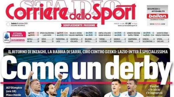 L'apertura del Corriere dello Sport su Lazio-Inter: "Come un derby"