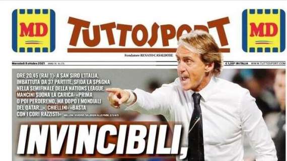 L'apertura di Tuttosport su Italia-Spagna: "Invincibili all'assalto!"