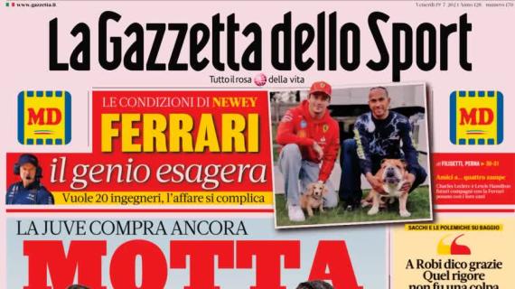 La Juve compra ancora, La Gazzetta dello Sport in apertura: "Motta, altri 3"