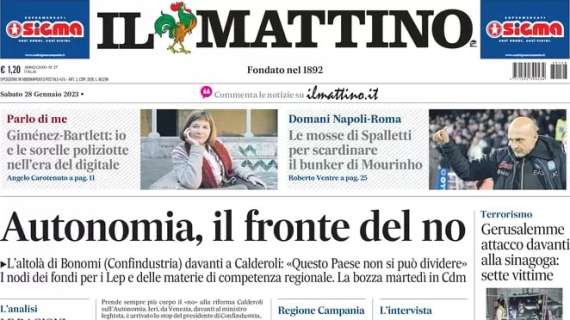 Il Mattino: "Napoli-Roma: le mosse di Spalletti per scardinare il bunker di Mourinho"