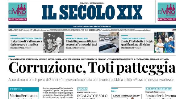 L'apertura de Il Secolo XIX: "I giorni di Vogliacco"