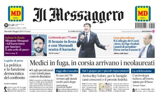 Il Messaggero in apertura: "'Juve, la FIGC rivaluti i punti di penalità'. Forse torna il -9"