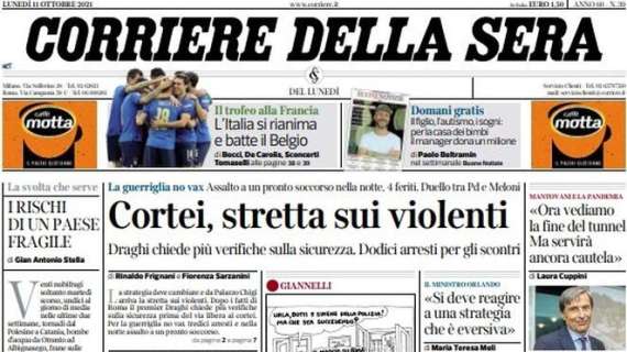 L'apertura odierna del Corriere della Sera: "L'Italia si rianima e batte il Belgio"