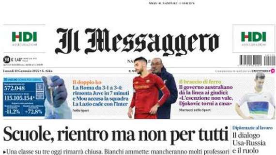 Il Messaggero: “La Roma da 3-1 a 3-4 e Mou accusa la squadra. La Lazio cade con l’Inter”