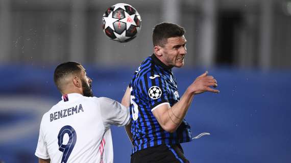 Topica di Sportiello, Atalanta in svantaggio 0-1 a Madrid. Benzema decide al 45'