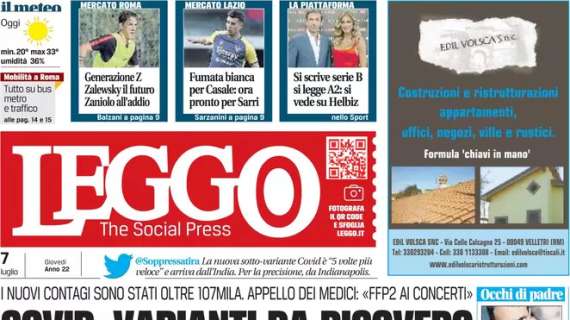Lazio, Leggo conferma: "Fumata bianca per Casale: ora pronto per Sarri"
