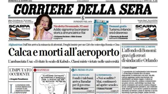 Corriere della Sera: "Il calcio ritrova i tifosi. L'Inter torna a fare festa"