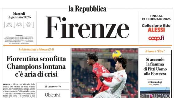 La Fiorentina perde anche a Monza. La Repubblica (FI): "Champions lontana e aria di crisi"