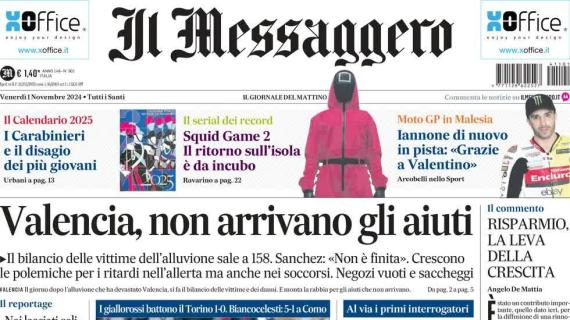 Il Messaggero in prima pagina: "Dybala rialza la Roma. Lazio show: adesso è terza"