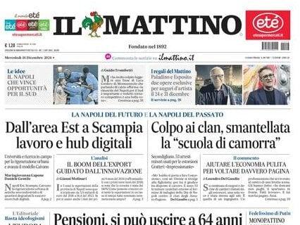 Il Mattino titola così sui partenopei: "Il Napoli che vince opportunità per il sud"