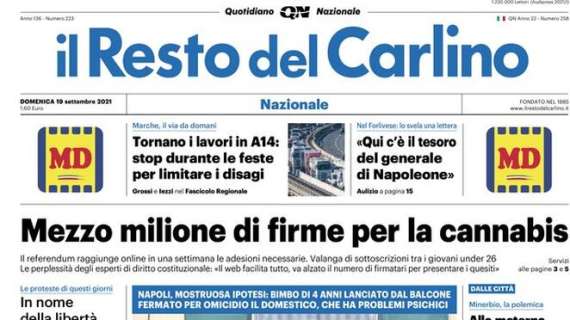Il Resto del Carlino titola: "Disfatta Bologna, l'Inter passeggia e fa una goleada"