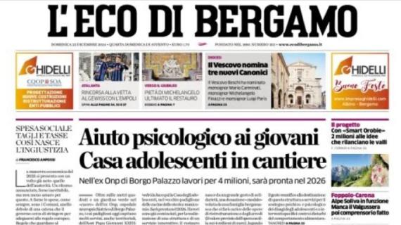 L'Eco di Bergamo in taglio alto: "Rincorsa alla vetta al Gewiss con l'Empoli"