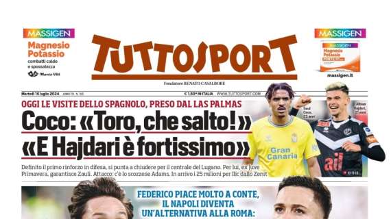 L'apertura di Tuttosport così stamani: "Chiesa-Raspadori, facciamo cambio?"
