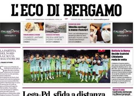 L'Eco di Bergamo in prima pagina: "Decide Scalvini, l'Atalanta resta in vetta"