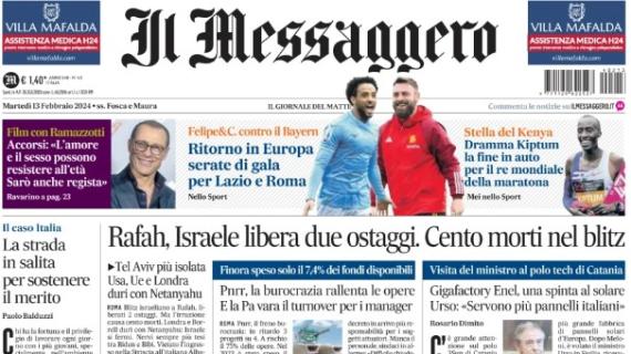 Il Messaggero in apertura: "Ritorno in Europa. Serate di gala per Lazio e Roma"