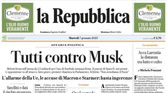 La Supercoppa è rossonera, la Repubblica titola: "Ribaltone Milan, il trofeo è suo" 