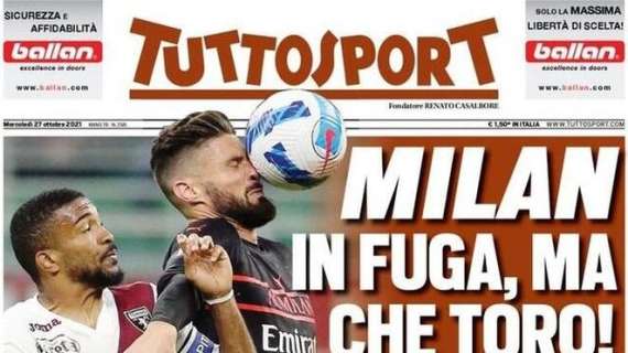 L'apertura di Tuttosport: "Milan in fuga, ma che Toro!"