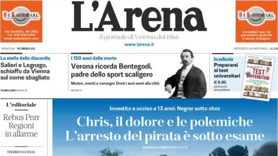 L'Arena in prima pagina: "Verona ricorda Bentegodi, padre dello sport scaligero"