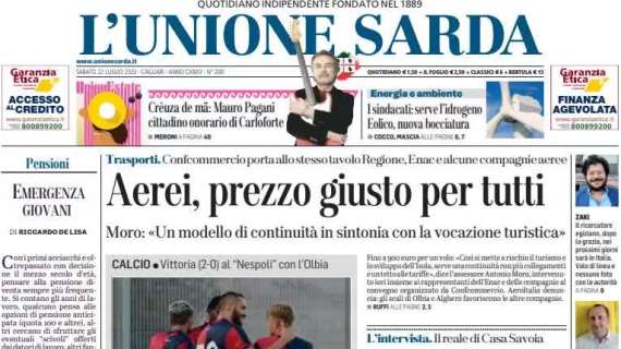 L'Unione Sarda in prima pagina si dedica al Cagliari: "La prima amichevole è un successo"