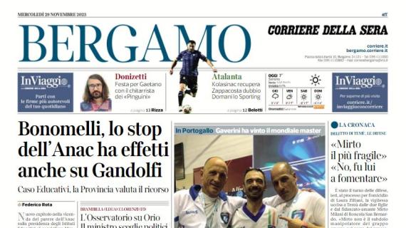 Il Corriere di Bergamo: "Kolasinac recupera, Zappacosta dubbio: domani lo Sporting"