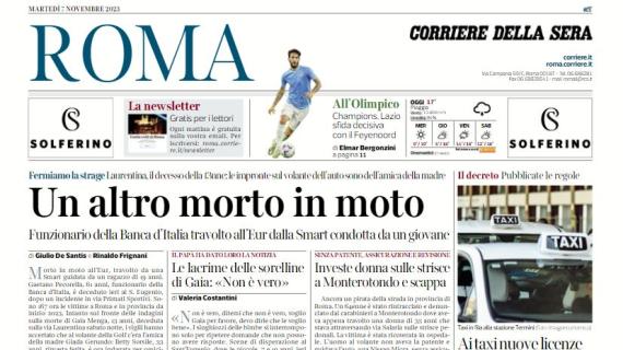 Il Corriere di Roma titola: "Champions, Lazio sfida decisiva con il Feyenoord"