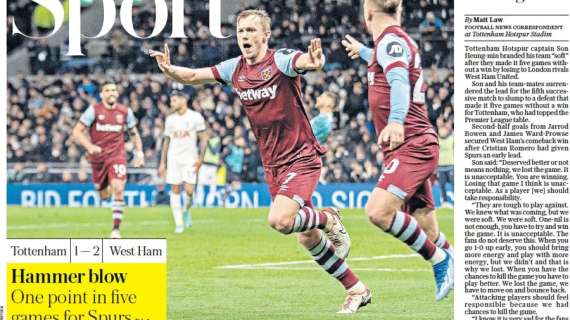 Le aperture inglesi - West Ham bestia nera del Tottenham: "Per gli Spurs un punto in 5 gare"