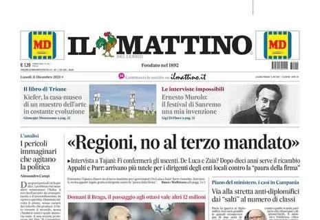 Al Maradona arriva il Braga, Il Mattino in prima pagina: "Il Napoli fa i conti con la Champions"