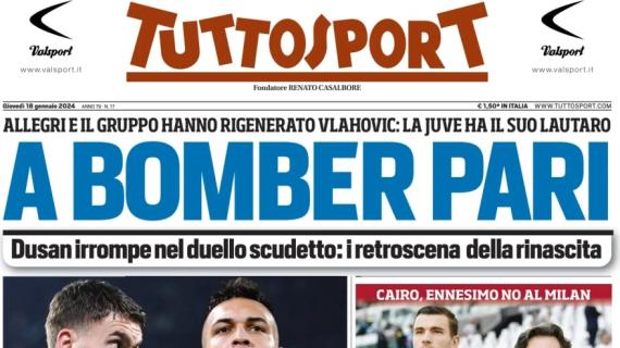 Tuttosport in apertura sul duello Vlahovic-Lautaro tra Juve e Inter: "A bomber pari"