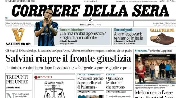 Lautaro Martinez in prima pagina al Corriere della Sera: "Rabbia? Figlia di anni difficili"