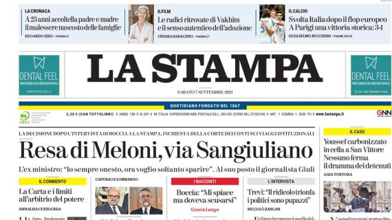 La Stampa: "Svolta Italia dopo il flop Europeo. A Parigi una vittoria storica: 3-1"