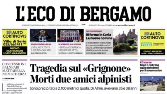 Stasera la sfida al Milan, L'Eco di Bergamo: "L'Atalanta tenta il colpo a San Siro"