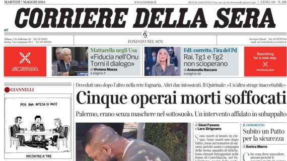 Il Corriere della Sera in apertura: "Calcio e basket dal ministro, no all'Agenzia"