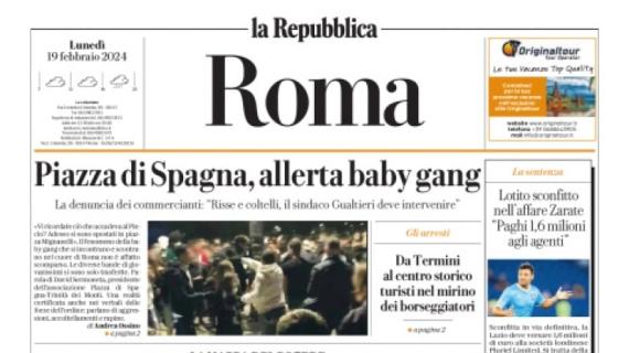 La Repubblica di Roma in prima pagina: "Lazio, Lotito sconfitto nell'affare Zarate"