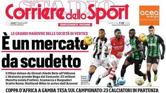 L'apertura del Corriere dello Sport: "Osi, schiaffo al Napoli"