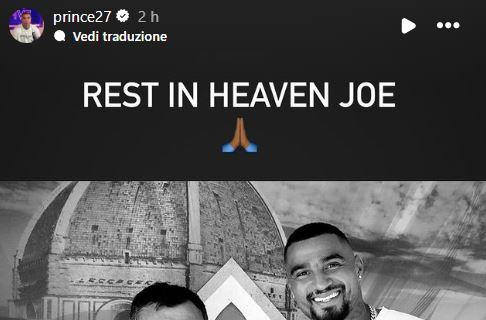 Il cordoglio di Boateng per Joe Barone: "Riposa in paradiso. Grazie per tutto"