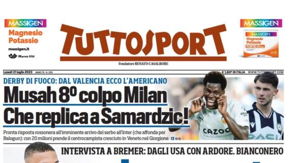 Tuttosport apre con un'intervista a Bremer: "Juve, resto per vincere"