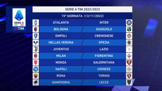 Serie A, 15^ giornata: Atalanta-Inter e Juventus-Lazio prima dello stop per il Mondiale