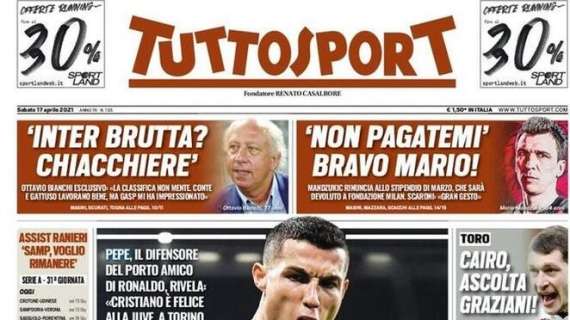 Tuttosport in apertura, parla Pepe: "Cristiano Ronaldo resta"