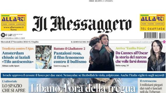 Il Messaggero in prima pagina: "Amsterdam chiude ai laziali: 'Tifo antisemita'"