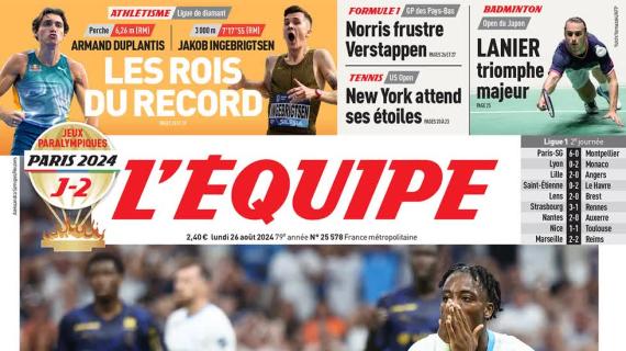 L'Équipe in prima pagina: "Il Marsiglia dei rimpianti: finisce solo 2-2 contro il Reims"